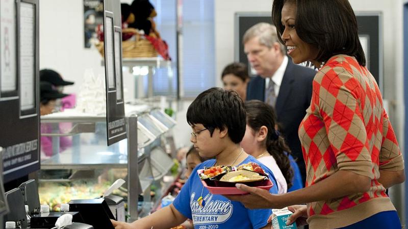 Michelle Obama at a Virginia school in January of 2012