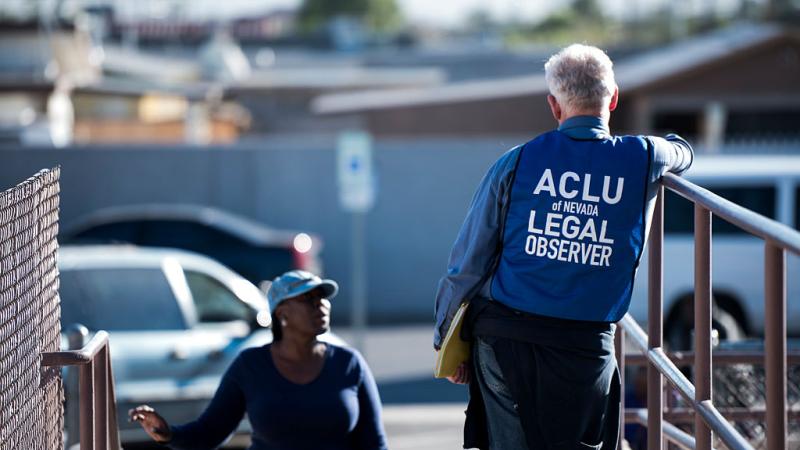 An ACLU election observer in Las Vegas, 2016
