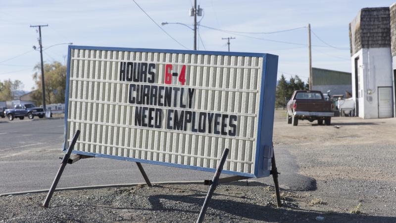 A help-wanted sign