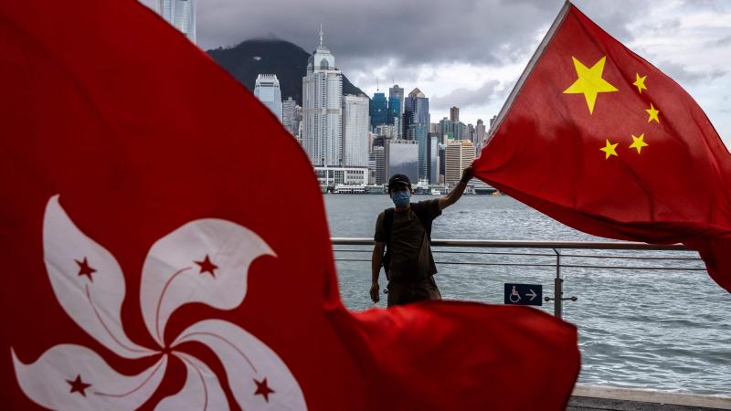 Hong Kong flag, China flag, July 1, 2022