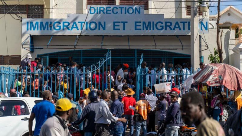 A crowd seeking passports in Port-au-Prince, Haiti, Jan. 10, 2023