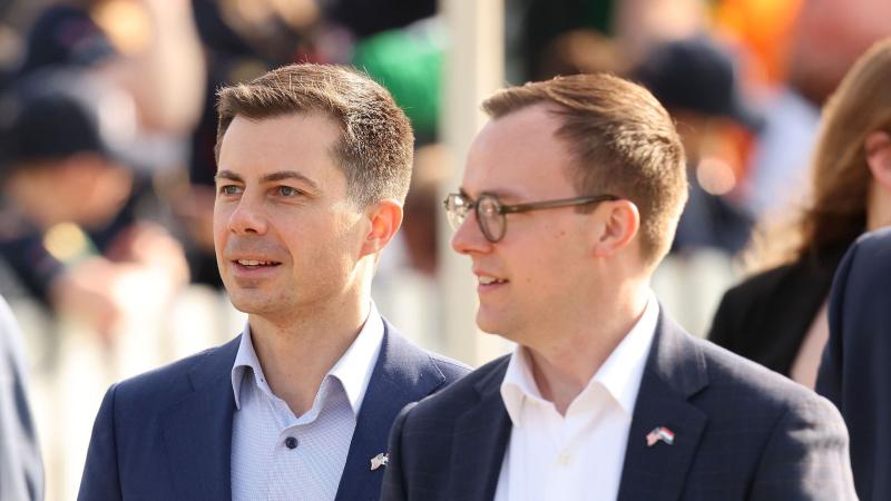 Pete and Chasten Buttigieg, April 15, 2022, The Hague, Netherlands