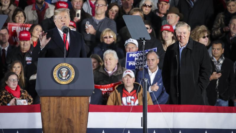 Donald Trump, Lindsey Graham, Tupelo, Miss., Nov. 26, 2018