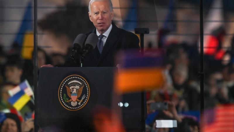 Joe Biden speaking from podium