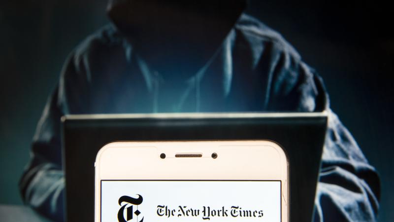 New York Times logo on smartphone