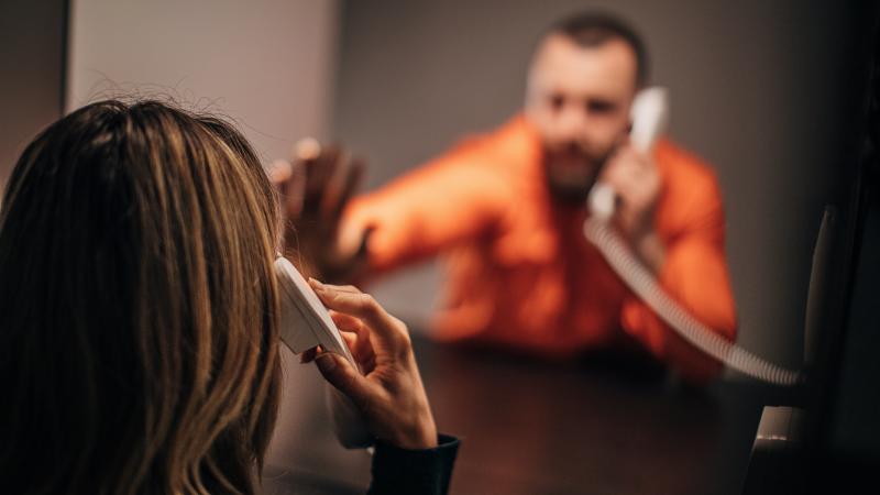 Jail visit, stock photo