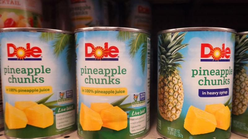 Cans of Dole pineapple chunks