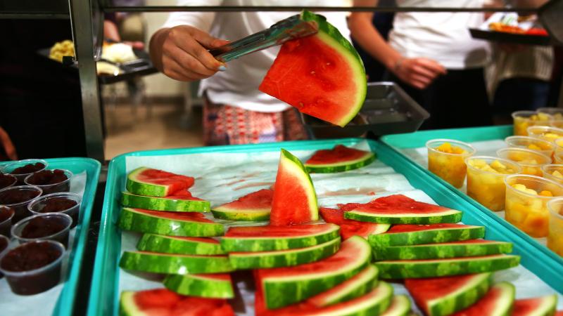 Watermelon school lunch, Milton, Mass., May 12, 2016