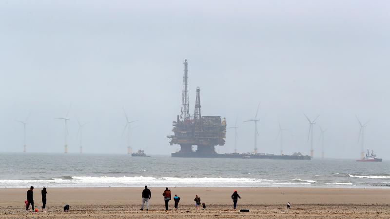 Ocean oil rig, England, May 2, 2017