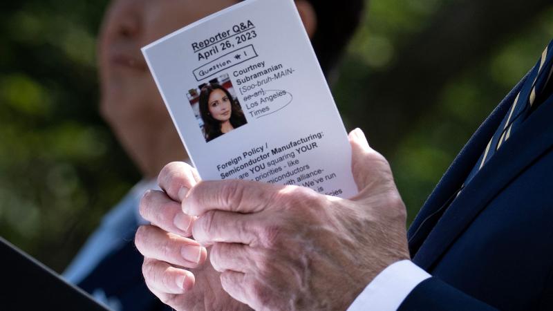 Joe Biden, LA Times notes, Washington, D.C., April 26, 2023