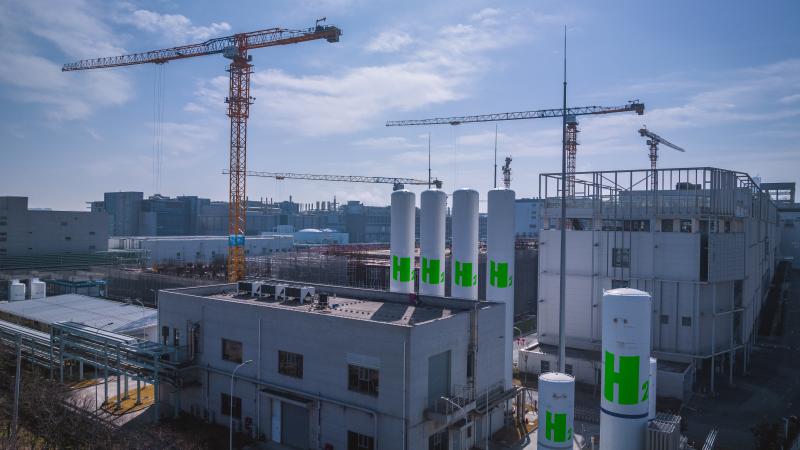 Green Hydrogen Tank.Renewable Clean Gas Storage Tanks of Hydrogen .Net zero concept