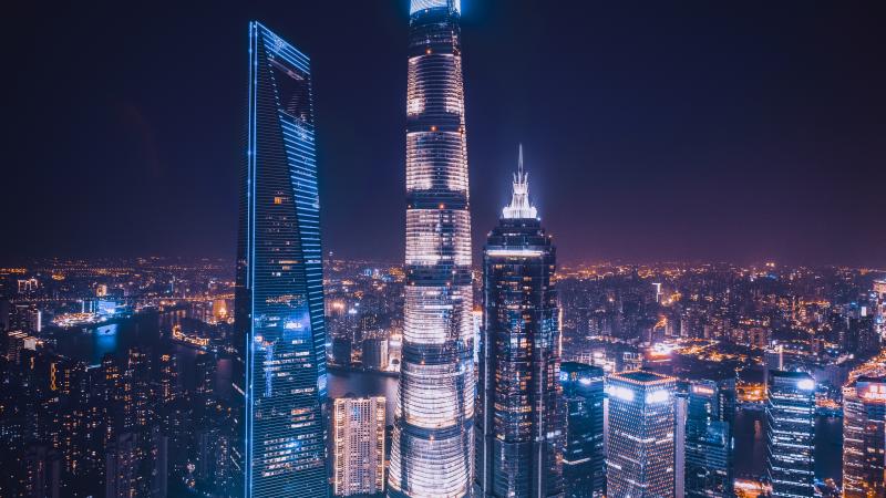 Shanghai skyline in a sunny day