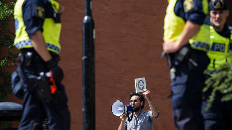 Salwan Momika, Mosque protest, Stockholm, Sweden, June 28, 2023