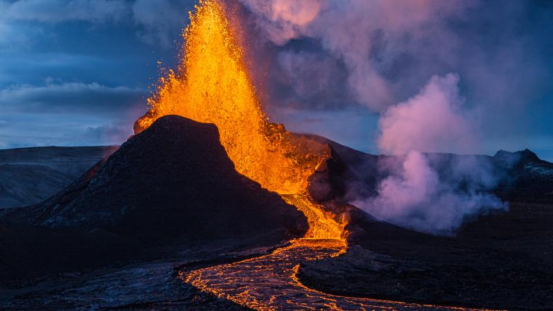 Volcano in Grindavik, Iceland 