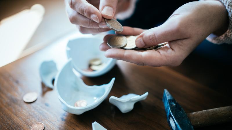 Savings from broken piggy bank