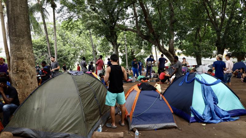 Migrant tent, Aug. 3, 2023, Tapachula, Mexico