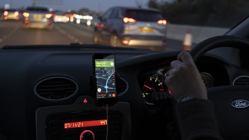 Google Maps, driving, Nov. 7, 2021, U.K.