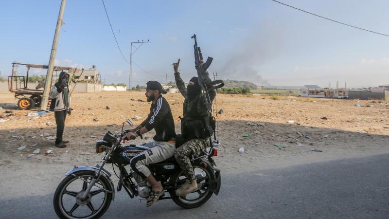 Palestinians at the Erez Crossing into Gaza, Oct. 7, 2023