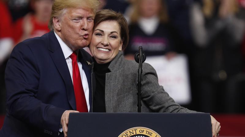 Donald Trump, Kim Reynolds, Jan. 30, 2020, Des Moines, Iowa