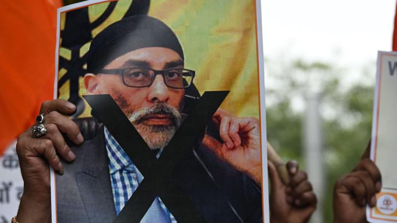 Protest against Gurpatwant Singh Pannun, New Delhi, India, Sept. 24, 2023