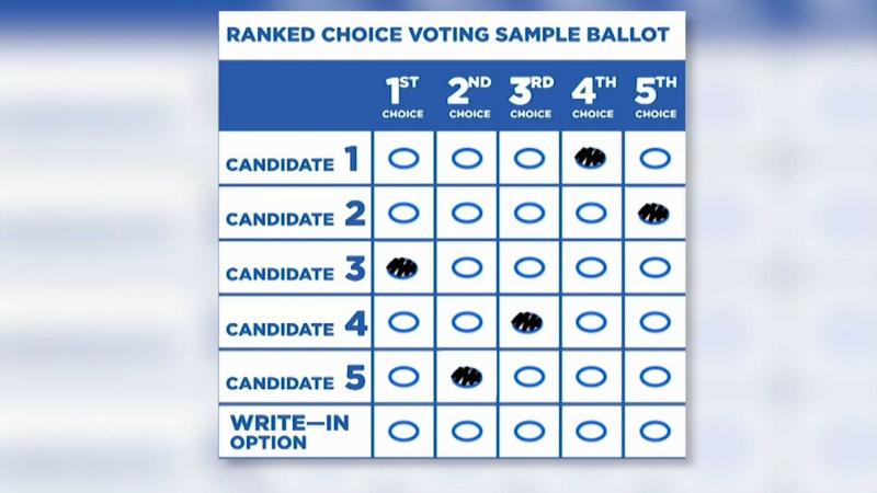 A sample ranked-choice voting ballot.