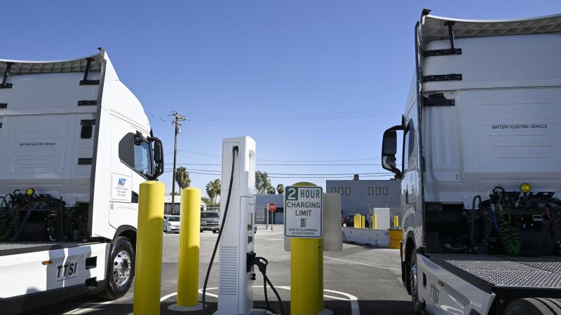 Electric trucks, Port of Long Beach, Nov. 18, 2022