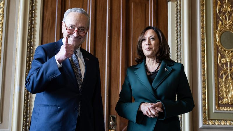 Chuck Schumer, Kamala Harris, Washington, D.C., Dec. 5, 2023