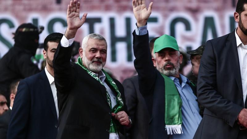 L: Ismail Haniyeh, R: Yahya Sinwar, Gaza Strip, Dec. 14, 2023