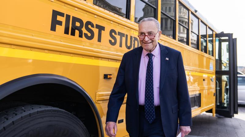 Chuck Schumer, electric bus, Washington, D.C., Nov. 15, 2023