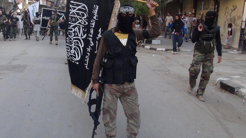 Al Qaida flag, Damascus, Syria, July 28, 2014