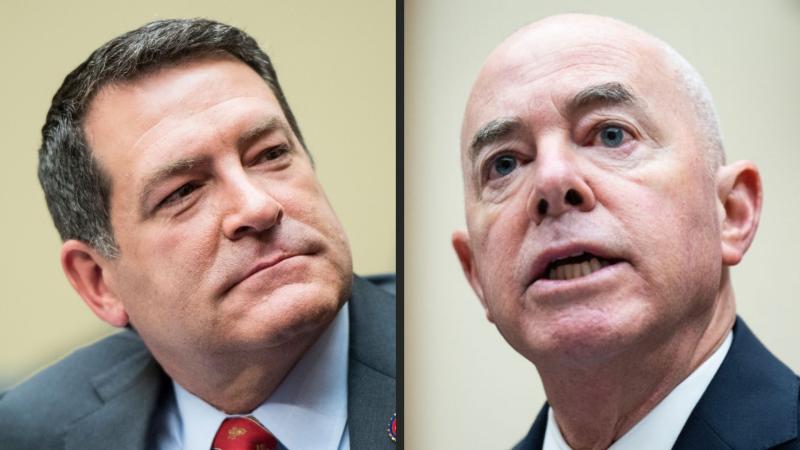 L: Mark Green, Feb. 27, 2019, R: Alejandro Mayorkas, July 26, 2023