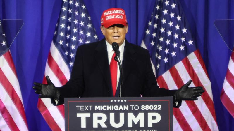 Donald Trump, Feb. 17, 2024, Waterford Township, Mich.