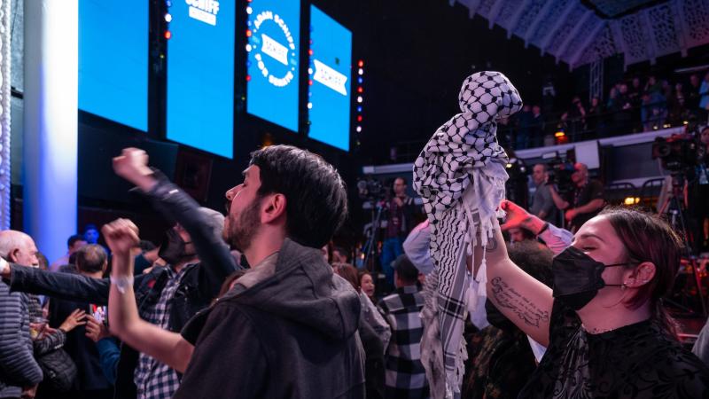 Adam Schiff Palestine protest, March 5, 2024, Los Angeles, Calif.