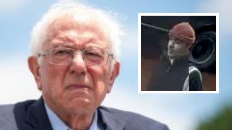 Bernie Sanders, June 24, 2021, Washington, D.C.; Insert: Arson suspect; JTN edit