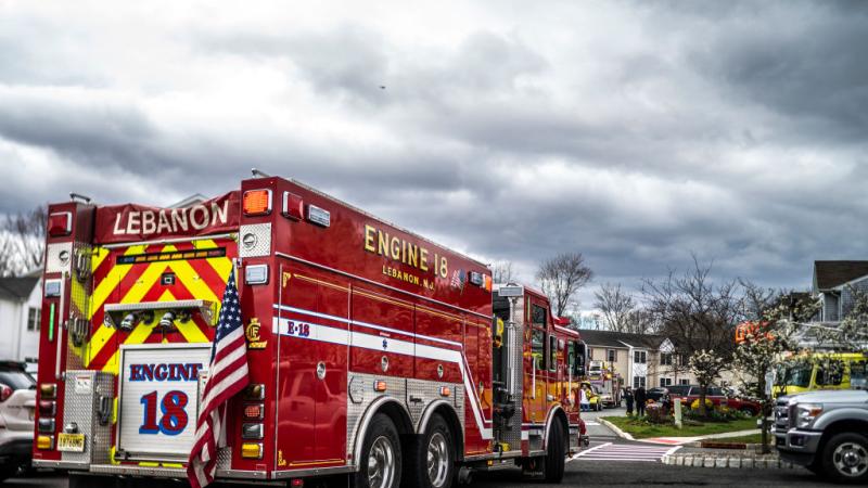 Firetruck after earthquake, April 2024, Lebanon, N.J.