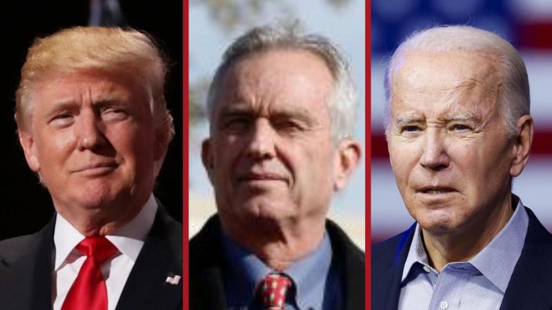 L: Donald Trump; C: Robert F. Kennedy Jr.; R: Joe Biden
