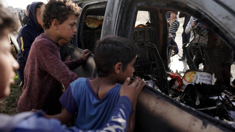 World Central Kitchen car, Deir al-Balah, Gaza Strip, April 2, 2024
