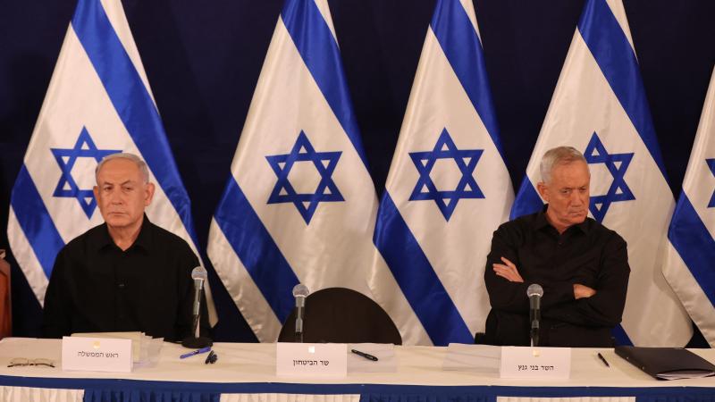 Benjamin Netanyahu, Benny Gantz, Oct. 28, 2023, Tel Aviv