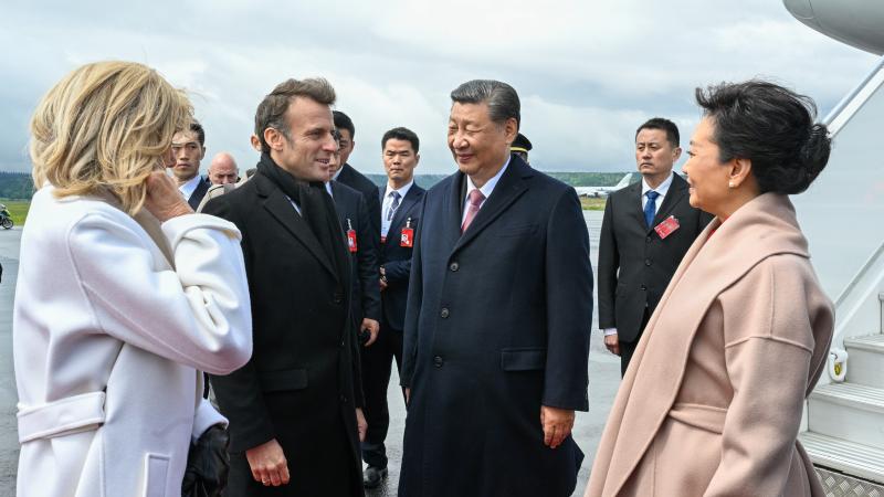 China leader Xi Jinping French President Emmanuel Macron 