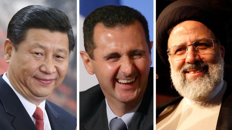 Left to Right: Xi Jinping, Bashar Al-Assad, Ebrahim Raisi, JTN Edit