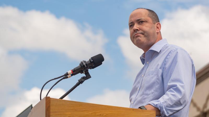 Georgia Attorney General Chris Carr speaks at a campaign event for Republican Senate Candidate for Georgia, Hershel Walker on September 9, 2022 in Gwinnett, Georgia