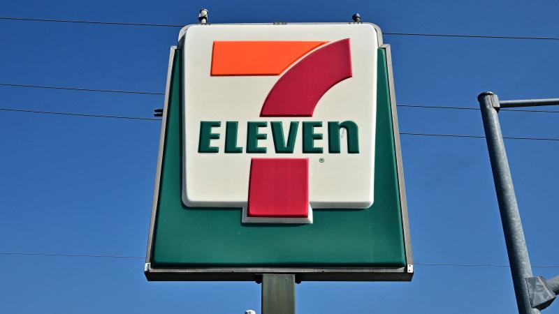 A 7-Eleven sign is seen in Los Angeles, California, on October 9, 2024. 
