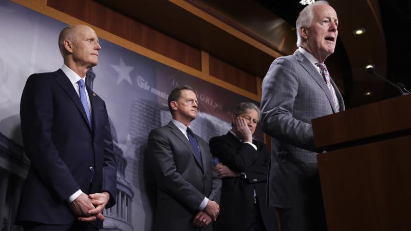 U.S. Sen. John Cornyn (R-TX) speaks on the economy during a news conference at the U.S. Capitol on May 04, 2022 in Washington, DC.