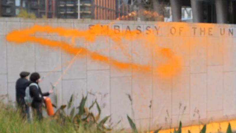 Just Stop Oil vandalizes U.S. Embassy in London