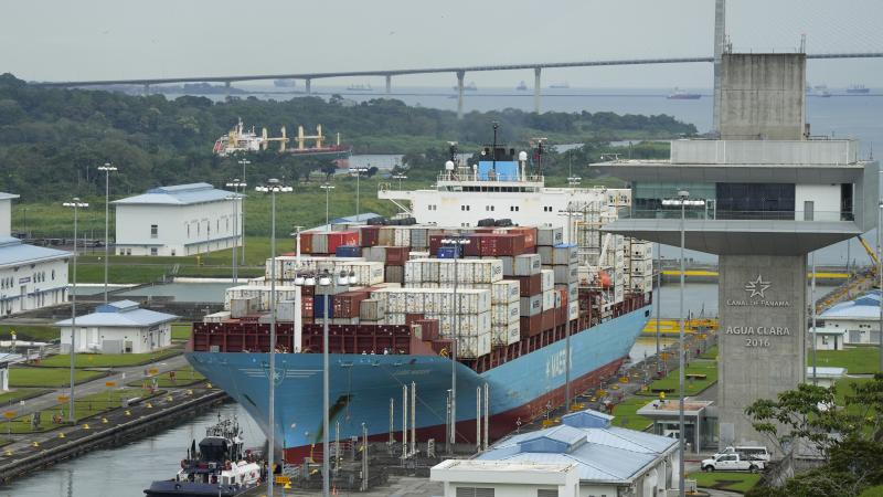 Cargo ship in Panama Canal
