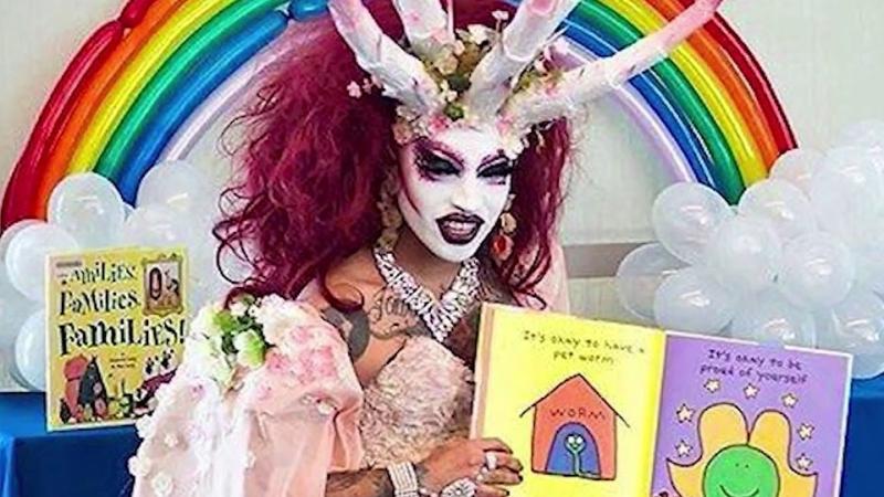 Drag queen reads to children