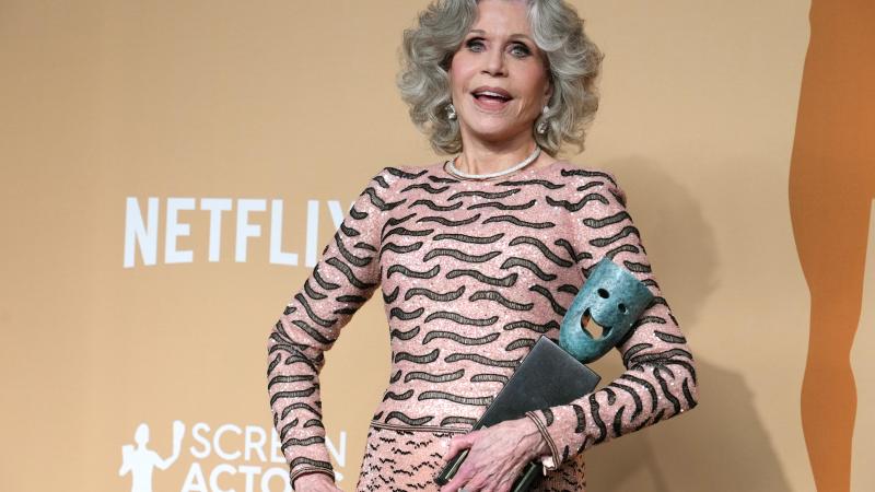 Jane Fonda with her SAG award