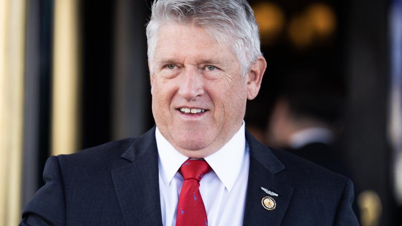  Rep. Troy Downing, R-Mont., leaves the Capitol Hill Club after a meeting of the House Republican Conference on Tuesday, March 4, 2025. 