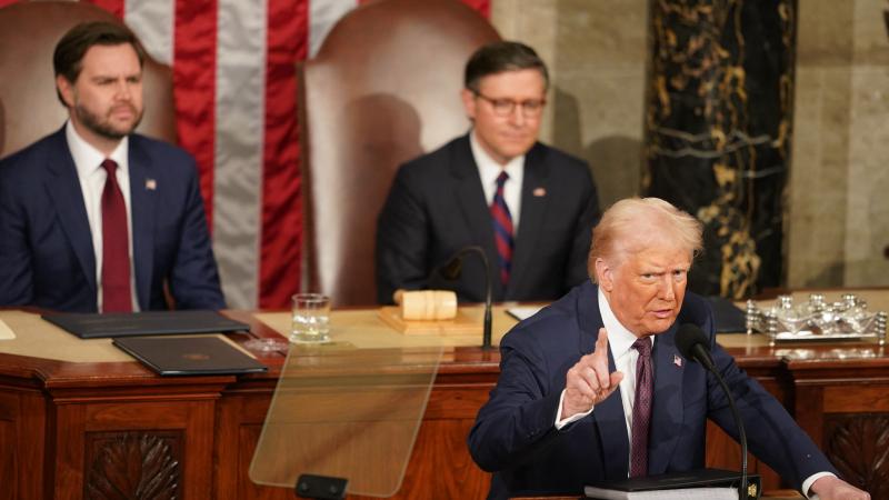 US President Donald Trump speaks during an address to a joint session of Congress at the US Capitol in Washington, DC, on March 4, 2025.