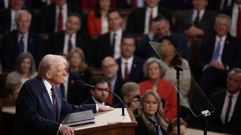 U.S. President Donald Trump addresses a joint session of Congress at the U.S. Capitol on March 04, 2025 in Washington, DC.